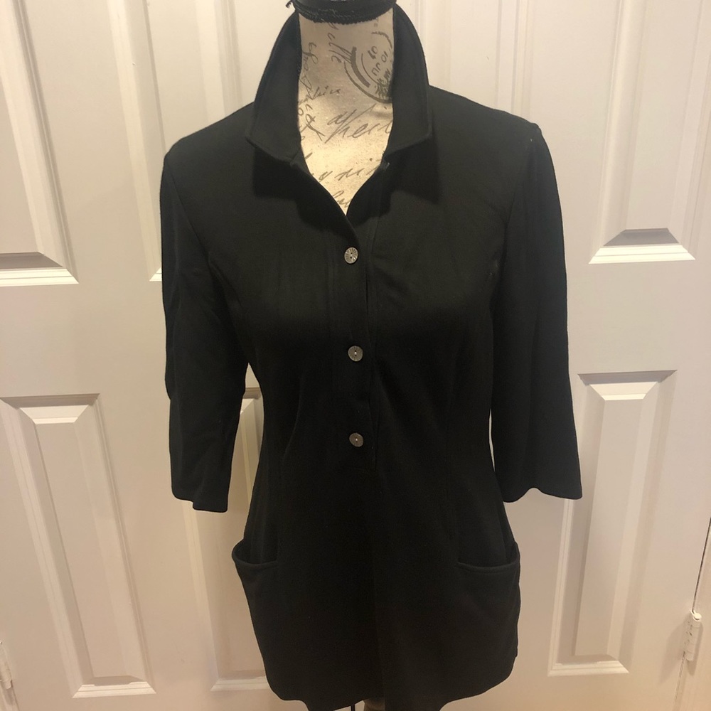 J. MacLaughlin black tunic w 3/4 length sleeves